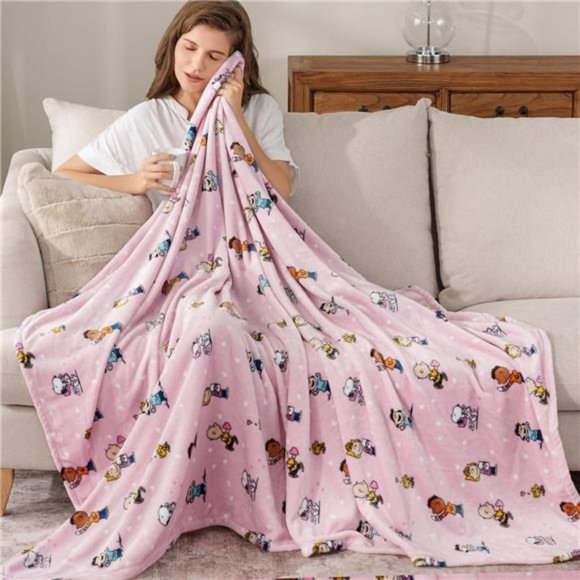 Blanket Peanuts Cute Character Snoopy Plush Throw Blanket, Pink 55x70 Inch - Picture 7 of 8